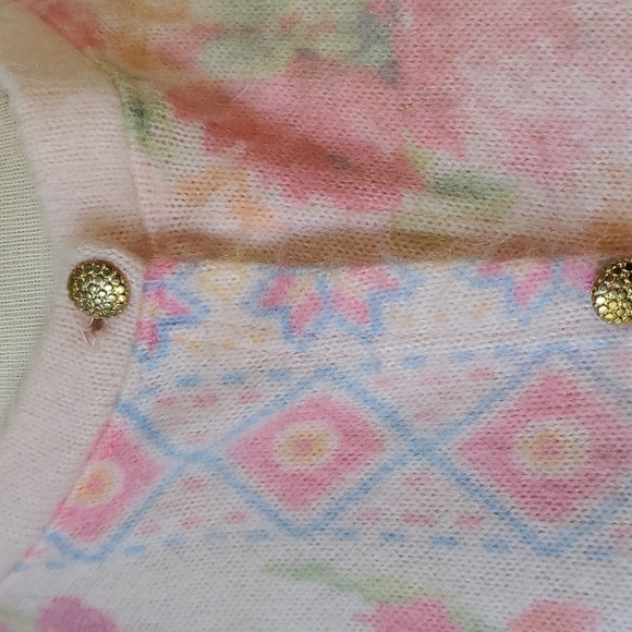 Vintage, angora Sweater Pink  By Tex Maglie. Great gold buttons. Large Old Money - Picture 2 of 8
